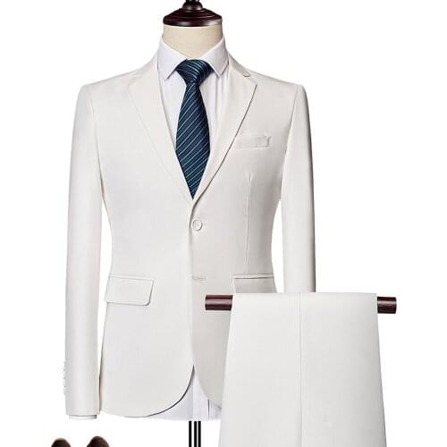 Blazers Pants Sets 2020 New Fashion Groom Wedding Dress Suits Mens Casual Business 2 Piece Set Suit Jacket Coat Trousers M-6XL