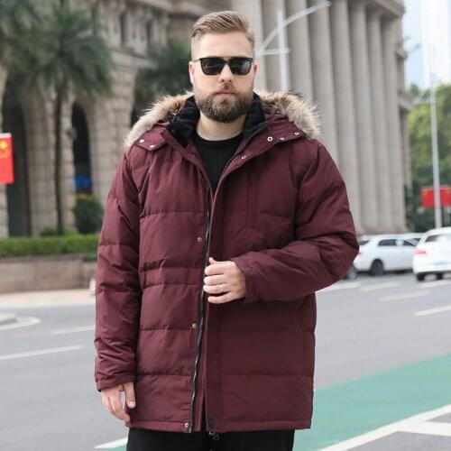 2019 Mens Large size 8XL 9XL 10XL Fur Collar Feather jacket Coat Mens Long Hooded Park Winter Suit for 170kg Mens Clothing