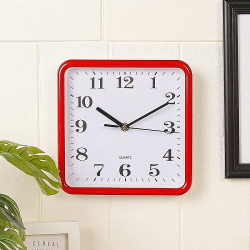 Square Minimalist Wall Clock with Frame White Sweep Seconds Silent Movement Clocks Hanging Watch Simple Home Decoration Dedroom