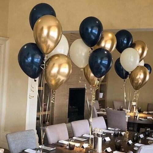 10pcs 10 Inch Night Blue Latex Balloons Golden Metal Balloon Bachelor Party Decoration DIY Birthday Baby Shower Decorations