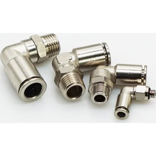PL6-04 Brass Fitting Pneumatic Compressor Male Straight Compress Air Fitting Right angle elbow 6mm to 1/2"