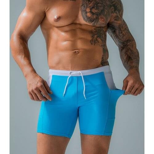 Patchwork Summer Swimming Shorts Mens Swimmwear Beach Board Shorts Man Swim Trunks Beachwear Quick Dry with Pocket Bathing Suit