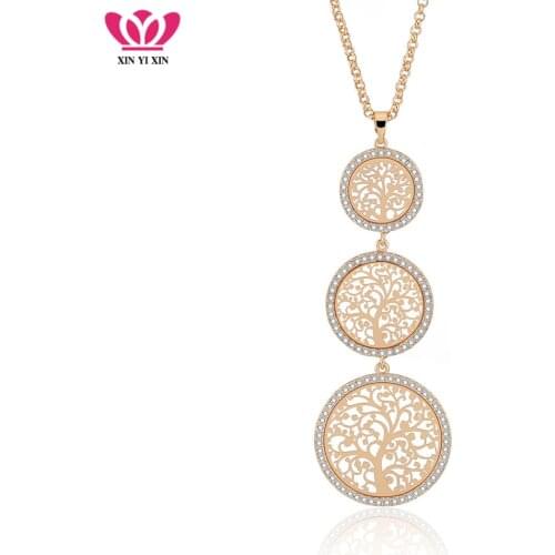 MultilayerTree Of Life Pendant Necklace Fashion Clear Crystal Necklace For Women Jewelry Sweater Necklaces Bithday Party gift