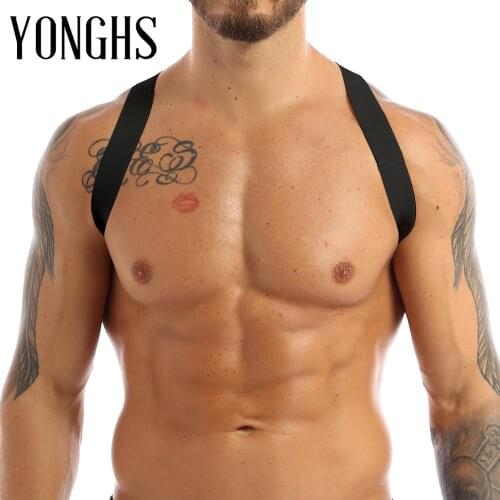 Harness Mens Strong Nylon X-Shape Back Elastic Shoulder Body Chest Arm Muscle Harness Straps Costume Belt