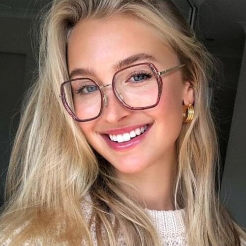 2021 New Summer Fashion Square Anti-blue Glasses Frame Women Luxury Irregular Optical Transparent Eyeglasses Female Spectacles