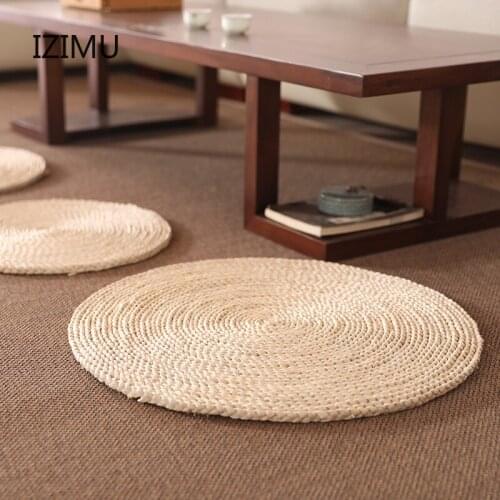 IZIMU New Pastoral Meditation Pad Meditation Buddha Yoga Mat Orthopedic Cushion Japanese Tatami Mat 90cm Large size Handmade Mat