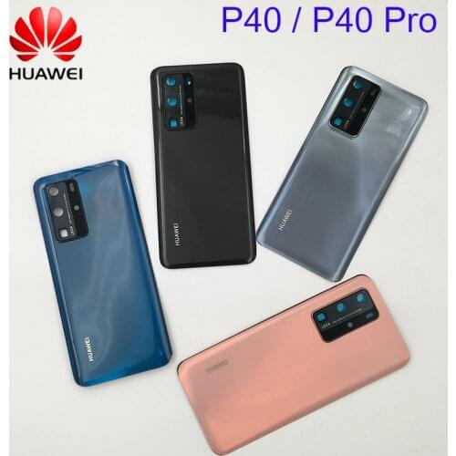 Original Huawei P40/P40 Pro Back Battery Glass Back Cover + Camera Lens Frame & Logo Rear Door Housing Case Replacement Parts