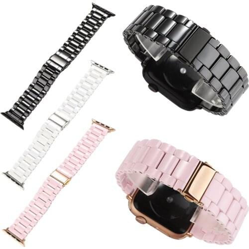 Ceramic Watch Strap For Apple Watch Band 42/44mm 38/40mm Butterfly Buckle Bracelet For iWatch Series 5 4 3 2 1 Wristbands