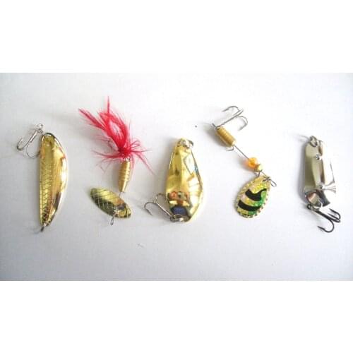 5PCS Spoon Fishing Lure Spoons Hook Bass Spinner baits