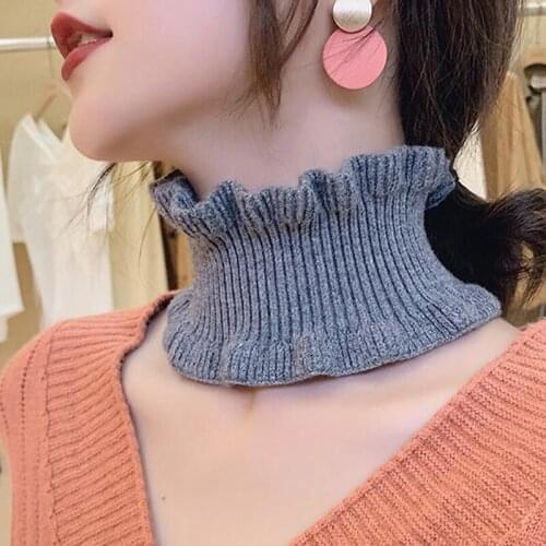 Winter Female Wool False Collar Thin Elastic Pullover Ring Neck Scarves Fashion Knitted Ruffle Cycling Windproof Warm Scarf O19