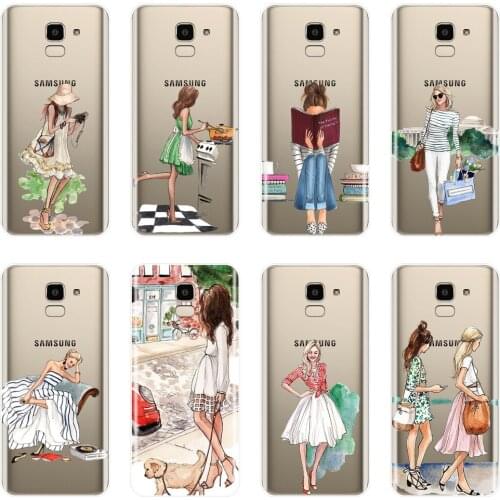 Silicone Phone Case For Samsung Galaxy J2 J5 J7 Prime J4 J6 J8 Plus 2018 J3 J5 J7 2015 2016 2017 Cartoon Girl Women Back Cover