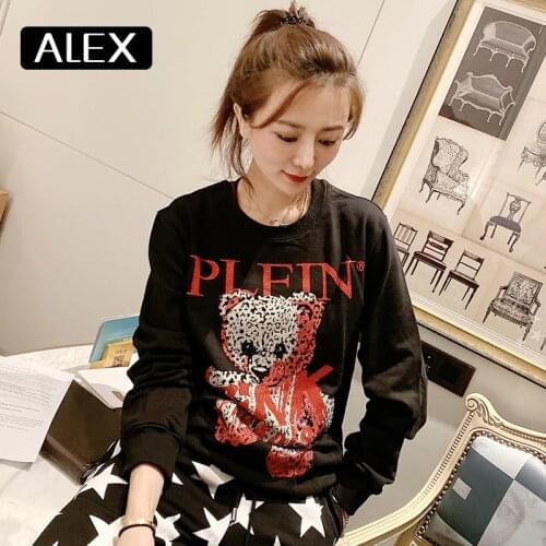 Alex Plein Hoodies Women Aesthetic Oversize Teddy Bear 100% Cotton Sweatshirt Couple Clothing Streetwear Fashion Top