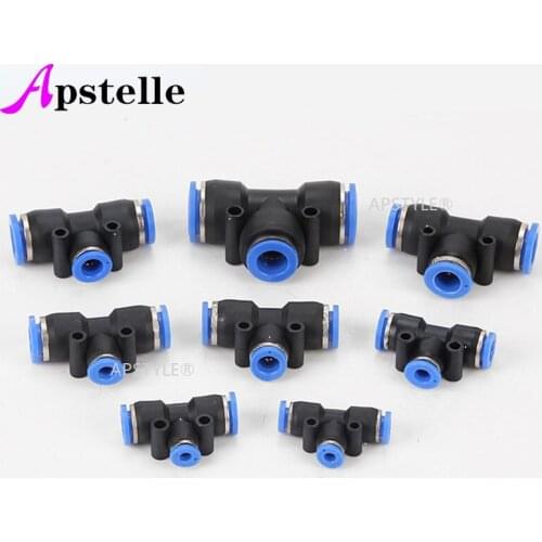 Tee Pneumatic Quick Fittings Connector 4mm 6mm 8mm 10mm 12mm 16mm Change Diameter Joint Quick Couplings Air Compressor