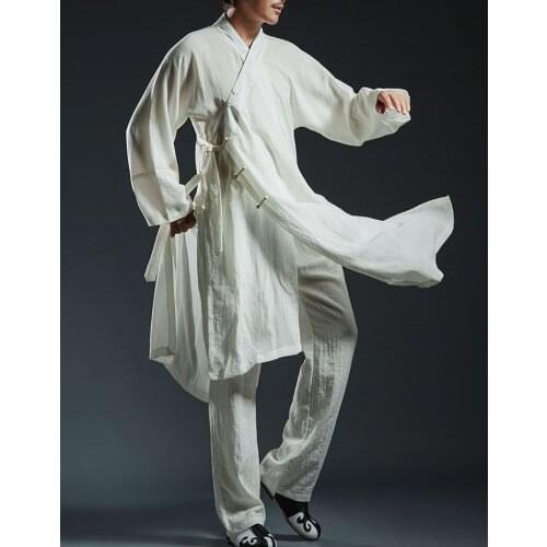 Unisex 3color blue/black cotton&linen martial arts clothing shaolin monks gown kung fu taoist suits lay uniforms robe