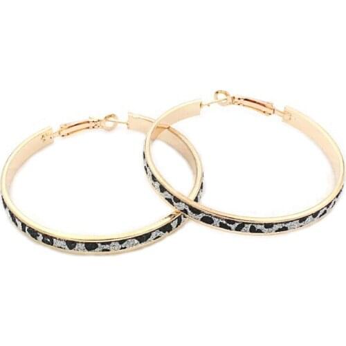 5cm leopard wild hoop earrings for women alloy nickel free gold color fj184