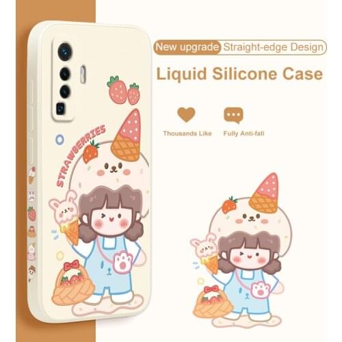 ASINA Liquid Silicone Case For VIVO X50 60 30 Pro Fundas Cartoon Bumper Straight Edge Cases For Vivo Z5X Z1Pro iQOO Neo Y17 V17
