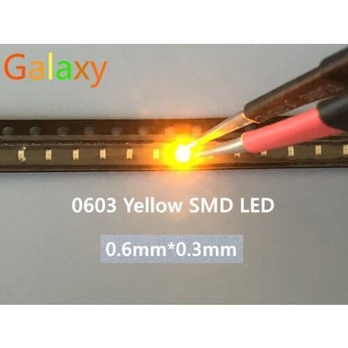 0603 Yellow 20000PC SMD led Super Bright 120mcd 2.0~2.4V 580-590nm SMD 0603 led yellow 0603 diodes 1.6*0.8*0.6mm light lamp