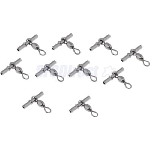 10pcs Copper Alloy Fishing Crimp Swivel Cross-line Crane Swivel Tackle Connector