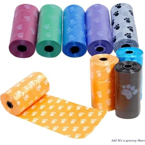 15 Bags in 1 Roll Degradable Pet Dog Waste Poop Bag With Printing Doggy Bag for Cat Dog