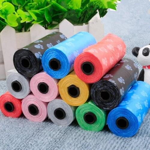 15pcs/roll Pet Printing Waste Bags for Dog Cat Pick Up Waste Poop Bag Clean Up Rubbish Bag Baby Diaper Garbage Bag Pet Supplies