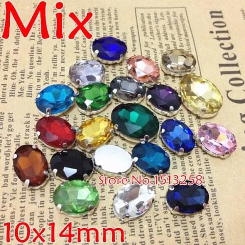 More new Colors Sew On Crystal 24pcs 10x14mm Oval Fancy Stone With Metal Claw Setting For Jewelry,Dress,clothes making