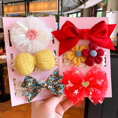 3Pcs/set Cute Bows Baby Girl Headbands Turban Lace Flower Princess Newborn Baby Headband Crown hair band Baby Hair Accessories