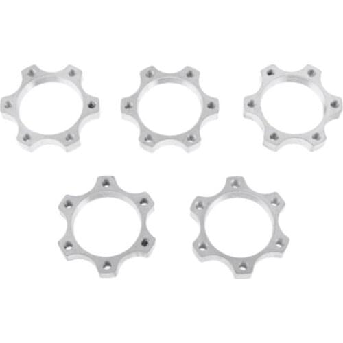 5 Pcs Aluminium Alloy 44mm Bicycle Free Wheel Threaded Hubs Nut 6 Bolt Disk Disc Brake Flange Adapter Replacement Part