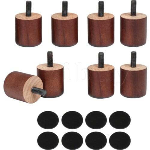 8pcs Cylindrical Small Wooden Couch Furniture Tools Feet Brown 3.7x3.5cm