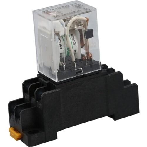 AC 200V/240V Coil DPDT 8 Terminal General Purpose Relay Socket Base