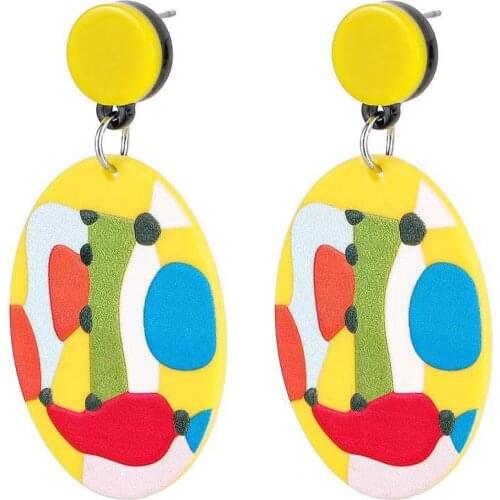 Painting Acrylic Earring 3D Printing Exaggerated Design Sweet Mixed Color Beach Holiday Earrings Jewelry