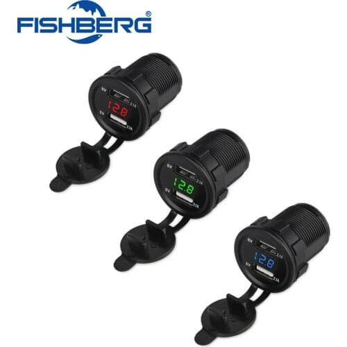 USB Car Charger Voltmeter Dual USB Socket Voltage Meter Led USB Auto Charger Power Adapter Socket With Voltage Boat Motorcycle