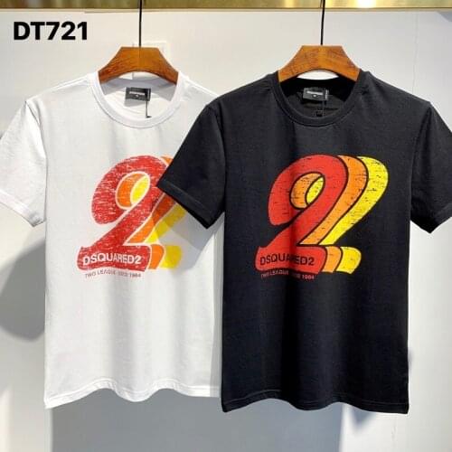 Free shipping Dsquared2 Men Street Hip-Hop Round Neck Short-Sleeved T-Shirt Cotton Locomotive Letter Printing Casual Tee