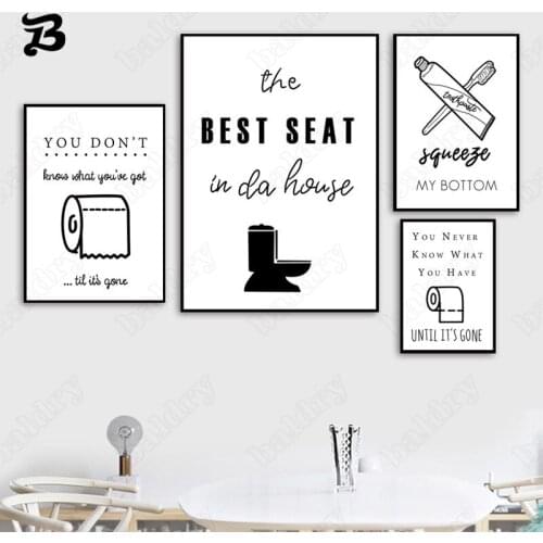 Black and White Simple European Style Daily Toiletries Prints and Posters Wall Art Pictures for Washroom Toilet Home Decoration