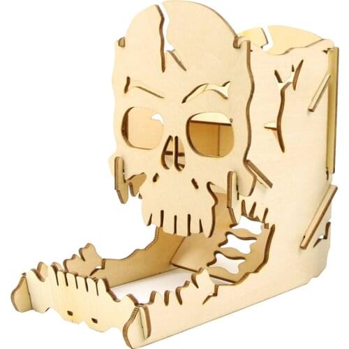 Wooden Dice Tower for Board Game Hand Carving Wood Skeleton Board Game Tray