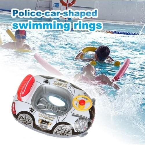 Childrens Inflatable Swim Ring Creative Police Car Shape Easy to Clean PVC Skin-friendly Baby Swimming Seat Ring Kids Toddlers