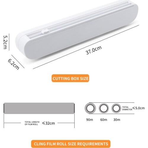 Food Dispenser Cling Film Storage Suction Cup Type Cling Film Cutter Punch-free Fixed Food Packaging Dispenser