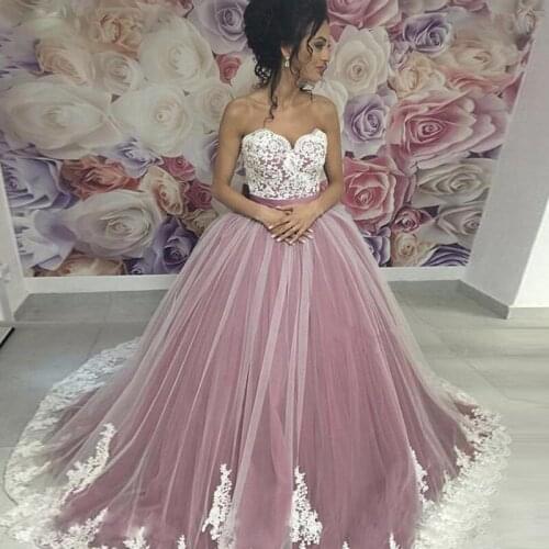 GY Dubai Arabic Abiti Da Sposa Long Dresses Dark Pink Sweetheart Appliques Elegant Wedding Dress Custom Online
