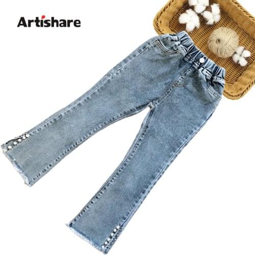 Girls Jeans Pearl Jeans For Girls Casual Style Kid Jeans Spring Autumn Childrens Clothes 6 8 10 12 14