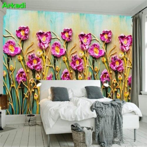 Custom Photo Wallpaper Plant Flower Pastoral Oil Painting European-style Retro Background Wallpaper Poppies Living Room Bedroom