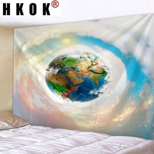 HKOK Planet Universe Digital Printed Tapestry Wall Hanging Wall Covering Rugs Background Cloth Beach Mat Blanket Home Decor