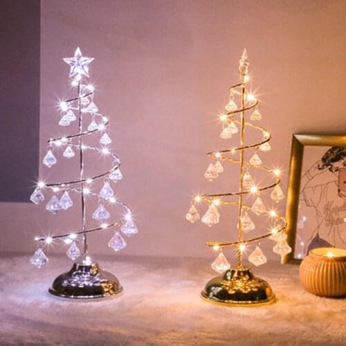 Crystal Christmas Tree Led Lights Indoor Decoration Fairy Lights Bedroom Night Light String Light Desk Table Lamp New Year Decor