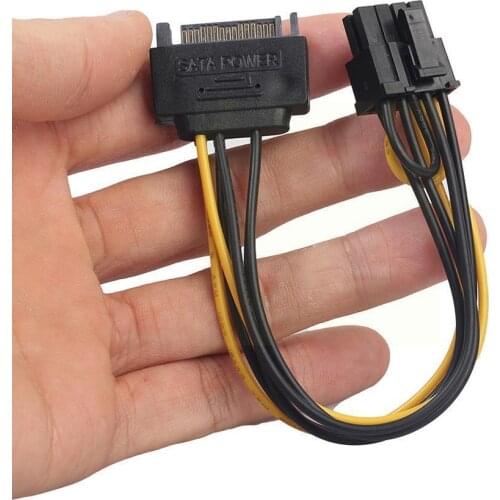 New 15pin SATA Male to 8pin (6 2) PCI-E Power Cable 18AWG Cable 8 SATA to 15pin pin Cable For Graphics Card 20cm Wire T1U2