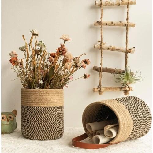 Plant Chlorophytum Storage Basket Rattan Wall Hanging Flower Pot Woven Basket Artificial Box Handmade Hanging Basket Cachepot