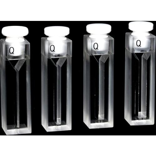 10 mm quartz micro cell with plug, half micro cell with two sides light passing, slit 1-4 mm