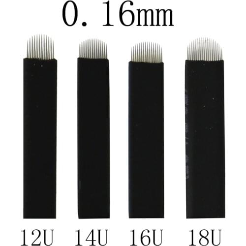 50/100pcs Microblading lamina blade Black Nano 0.16mm 9 12 14 16 18 21 Pin/U Permanent Makeup Eyebrow flex Tattoo Needles Blade