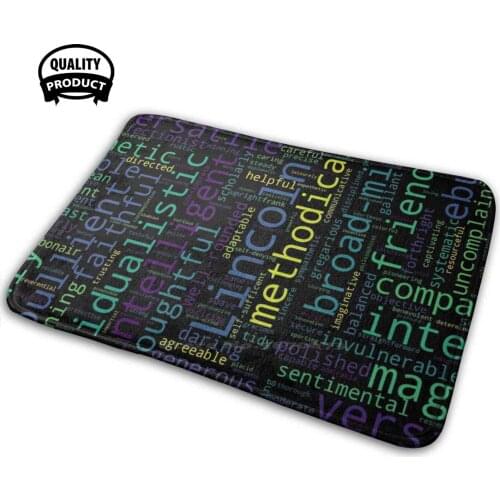 Lincoln: Digital Word Cloud Design. Black. Great For Gifts! 3D Household Goods Mat Rug Carpet Cushion Lincoln Name Word Cloud