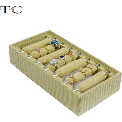 Ring Storage Tray Jewelry Showing Tray Detachable Ring Holder Organizer Linen Material Ring Showcase Props 24*13*5cm