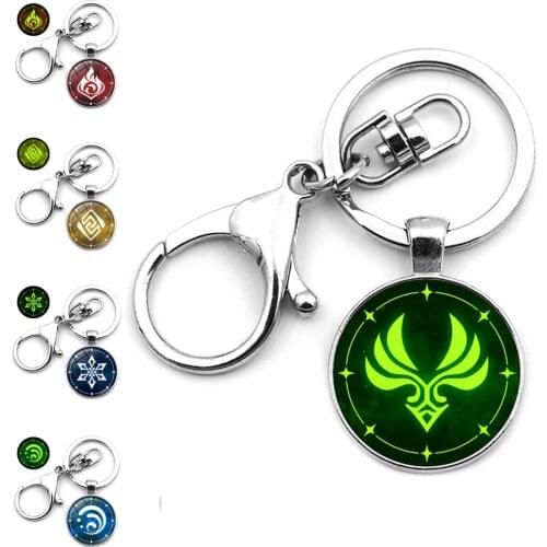 Luminous Game Genshin Impact Keychain Accessories Eye of God Genshin Pendant Anime Keychain Car Metal Key Ring for Jewelry Gifts