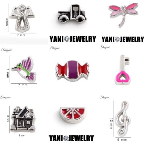 20Pcs/Lot Cute Candy Music Note Dragonfly Dove Floating Charms Making Watermelon Angel Pendant Locket Necklaces Jewelry Diy