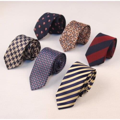 Unique Design Fashion Explosion Models High Quality Polyester Silk Korean Narrow Leisure 6CM Business Wedding Decoration Tie